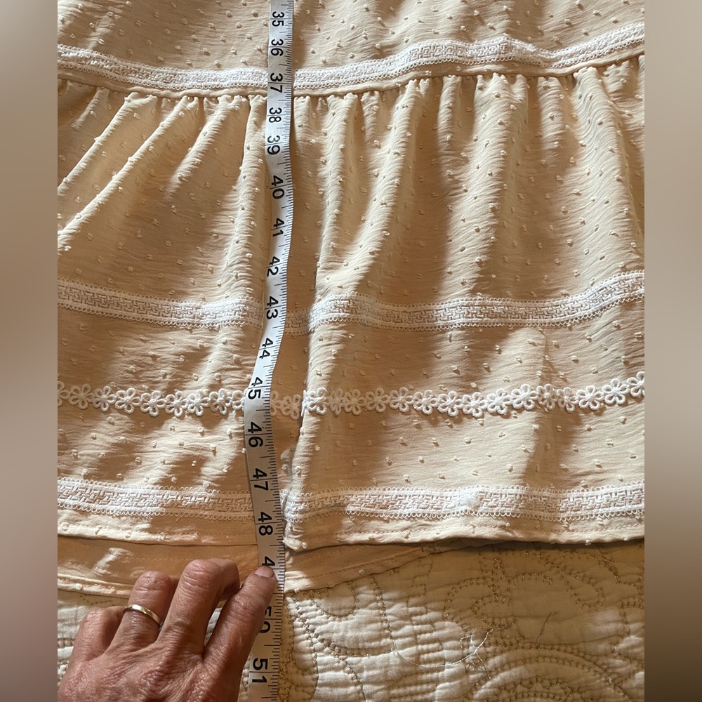 Cream Ruched Tiered Dress - Picture 7 of 11